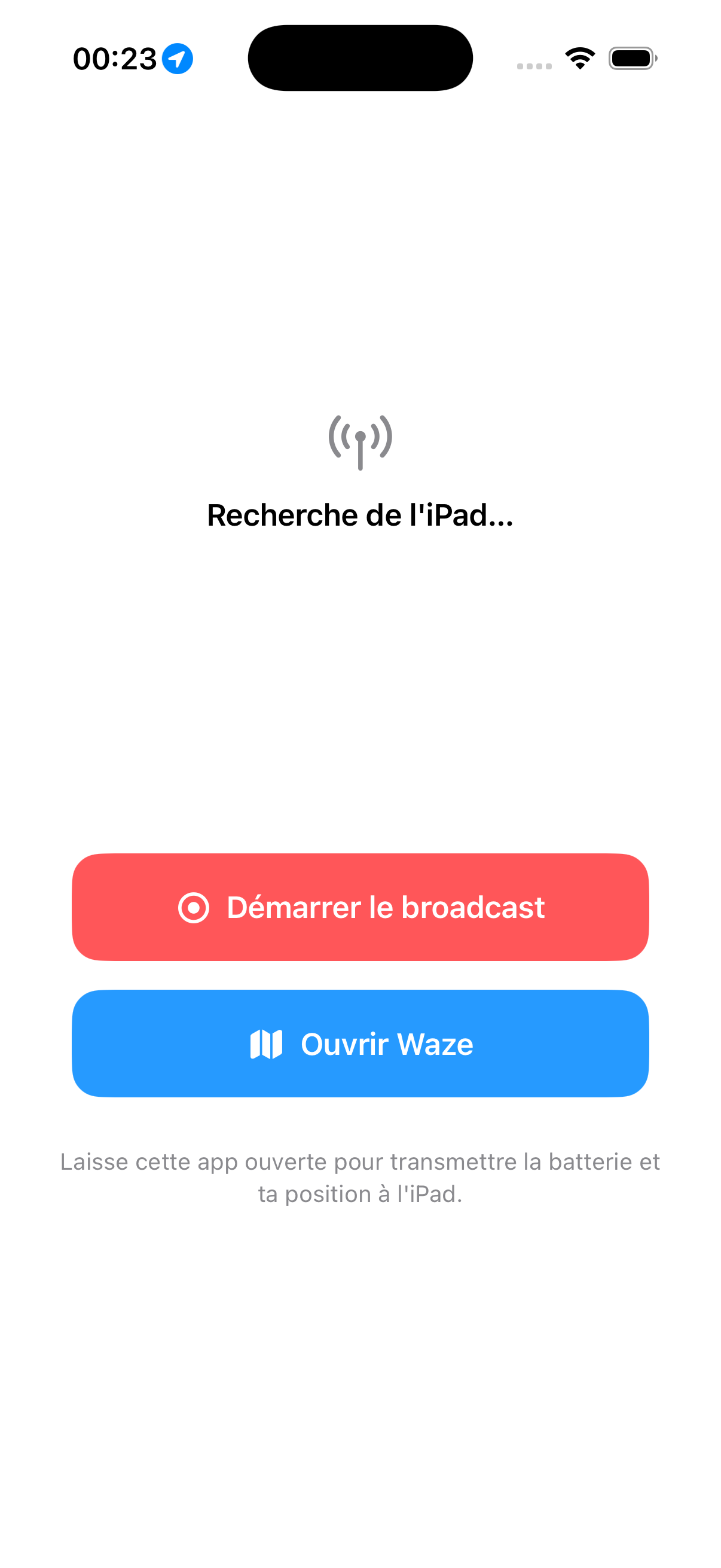 App companion iPhone — broadcast et Waze