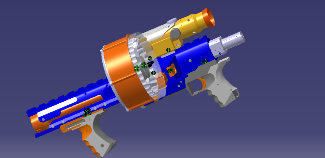 Assemblage CATIA du Nerf Rider CS-35 avec son mécanisme visible