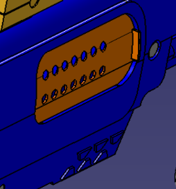 Poche surfacique orange — corps principal bleu