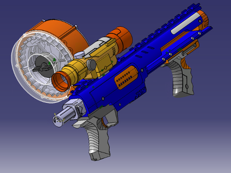 Modélisation finale CATIA V5 — Nerf Rider CS-35 complet
